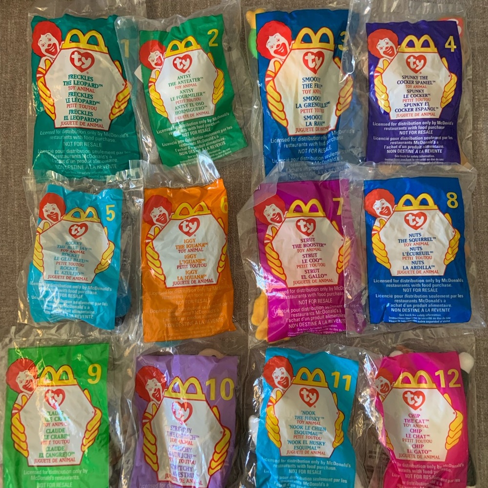 Ty Vintage McDonald’s Teenie Beanie Babies 1999 complete Set all 12 NIP HTF